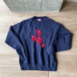 Navy Sweater with Red Lobster Design